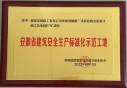宝城公司承建项目荣获“安徽省建筑安全生产标准化示范工地”奖项